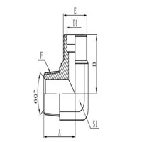 90°METRIC MALE 24°/BSPT MALE 60° H.T.