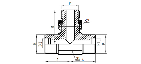 METRIC MALE 24°L.T./BSP MALE ADJUSTABLE STUD BRANCH TEE