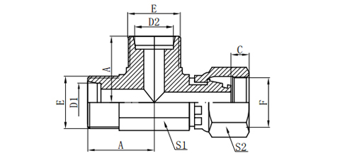 METRIC MALE 24°/METRIC FEMALE 24°L.T. TEE