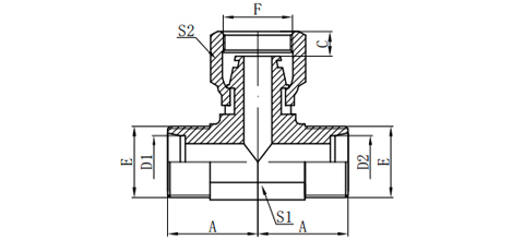 METRIC MALE 24°/METRIC FEMALE 24°H.T. TEE