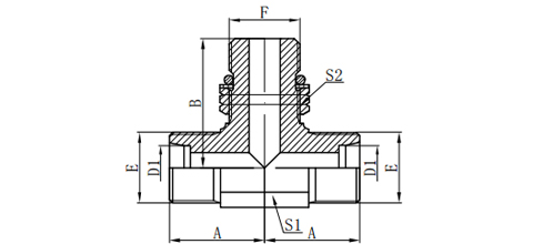 METRIC MALE 24°L.T./SAE MALE ADJUSTABLE STUD BRANCH TEE