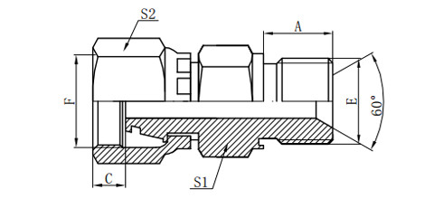 METRIC FEMALE 24°L.T./BSP MALE DOUBLE 60°SEAT BONDED SEAL