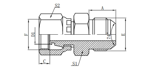 JIC 74°CONE SEALING/METRIC FEMALE 24°CONE O-RING SEALING H.T.