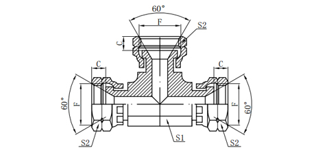 JIS GAS FEMALE 60°SEAT TEE