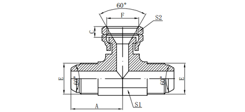 JIS GAS MALE 60°CONE/JIS GAS FEMALE 60°SEAT BRANCH TEE