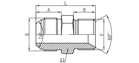 METRIC MALE 74°CONE/BSP MALE DOUBLE FOR 60°SEAT BONDED