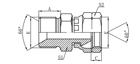 BSP MALE DOUBLE FOR 60°SEAT BONDED SEAL /BSP FEMALE 60°CONE