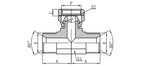 BSP MALE 60°SEAT/BSP FEMALE 60°CONE BRANCH TEE