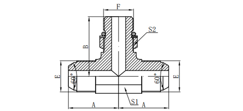 JIS METRIC MALE 60°CONE/ ADJUSTABLE STUD BRANCHTEE