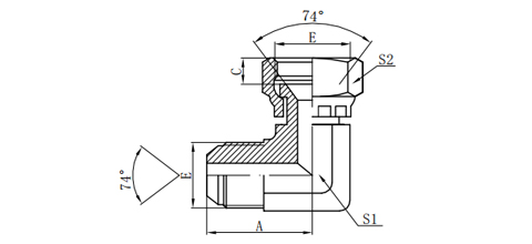 90°METRIC MALE 74°CONE/ METRIC FEMALE 74°SEAT