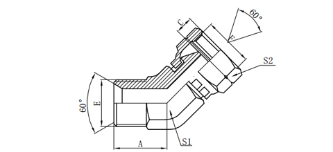 45°BSP MALE 60°SEAT/ BSP FEMALE 60°CONE