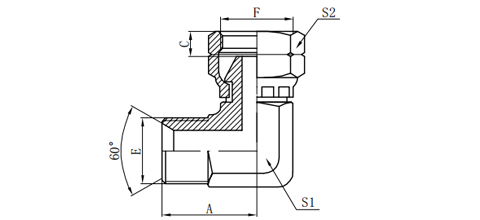 90°BSP MALE 60°SEAT/ BSP FEMALE 60°CONE