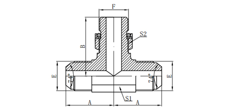 METRIC MALE74°CONE/ ADJUSTABLE STUD BRANCH TEE