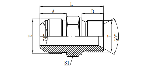 METRIC MALE 74°CONE/METRIC MALE DOUBLE FOR 60°SEAT BONDED