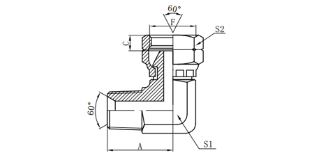 90°NPT MALE/BSP FEMALE 60°CONE