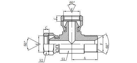 BSP FEMALE 60°CONE/ BSP MALE 60°BRANCH TEE