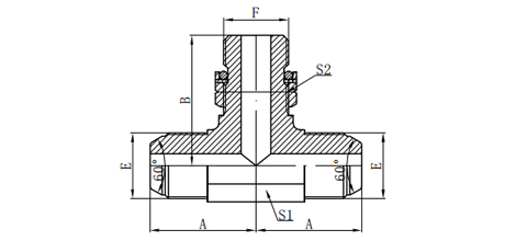 JIS GAS MALE 60°CONE/BSP MALE O-RING ADJUSTABLE STUD BRANCH TEE