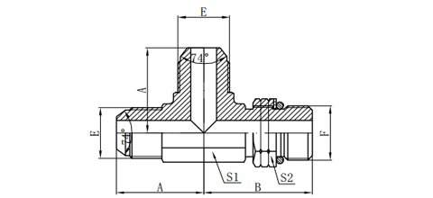 JIC MALE 74°CONE/ SAE O-RING BOSS RUN TEE