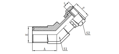 45°ORFS MALE O-RING/ORFS FEMALE