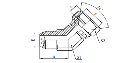 45°JIC MALE 74°CONE/ JIC FEMALE 74°SEAT