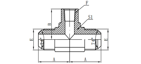 JIC MALE 74°CONE/NPT FEMALE BRANCH TEE