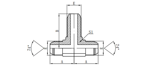 JIC MALE 74°CONE BULKHEAD BRANCH TEE