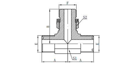 ORFS MALE O-RING/ METRICMALE ADJUSTABLE STUD END BRANCH TEE