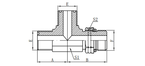 ORFS MALE O-RING/SAE O-RING BOSS RUN TEE