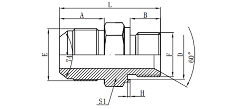 JIC MALE 74°CONE/METRIC MALE CAPTIVE SEAL