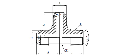 JIC MALE 74°CONE/NPT MALE RUN TEE