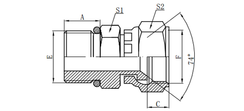 BSP MALE O-RING/JIC FEMALE 74°CONE