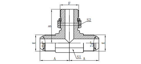 JIC MALE 74°CONE/SAE O-RING BOSS BRANCH TEE