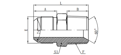 JIC MALE 74°CONE/BSPT MALE