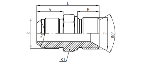 JIC MALE 74°CONE/METRIC MALE DOUBLE USE FOR 60°SEAT OR BONDED