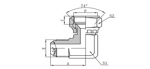 90°JIC MALE 74°CONE/ JIC FEMALE 74°SEAT