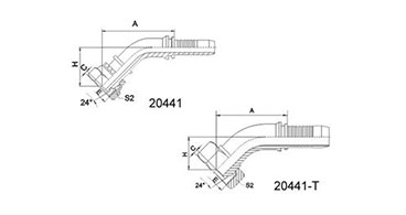 45° O-RING METRIC FEMALE 24° CONE SEAL L.T.